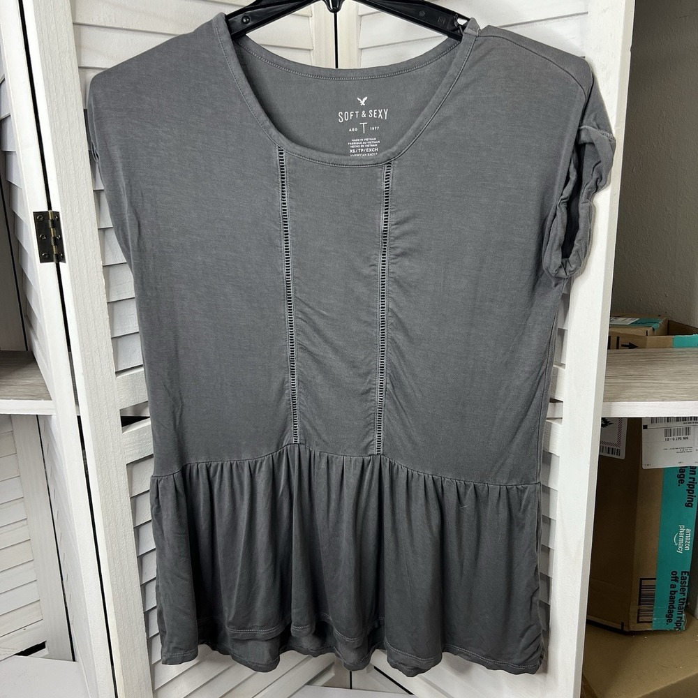 American Eagle Outfitters‎ Soft & Sexy Women's Babydoll Top Gray Size XS